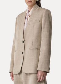 Veste sans col en lin mélangé - Dune
