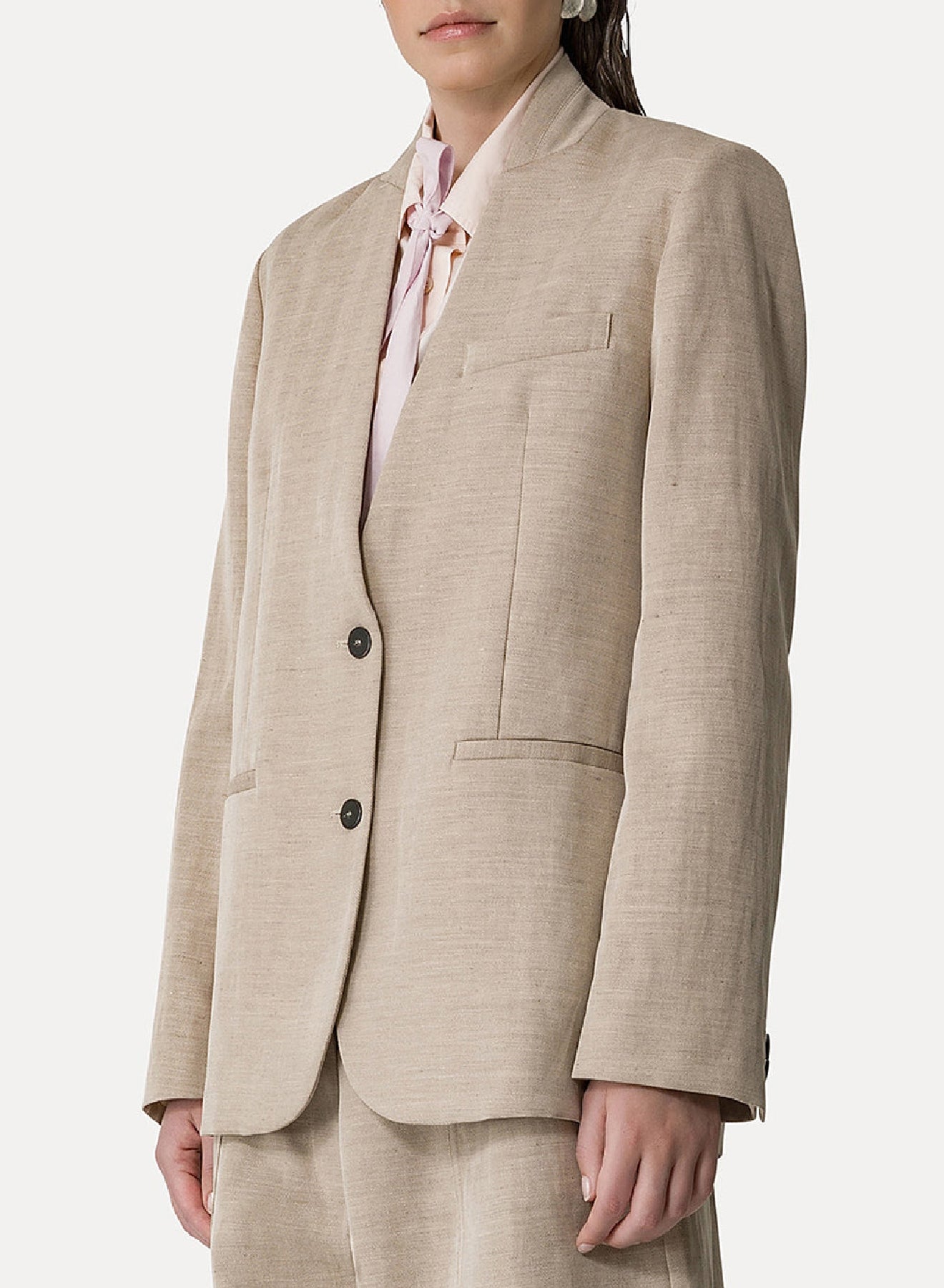 Veste sans col en lin mélangé - Dune