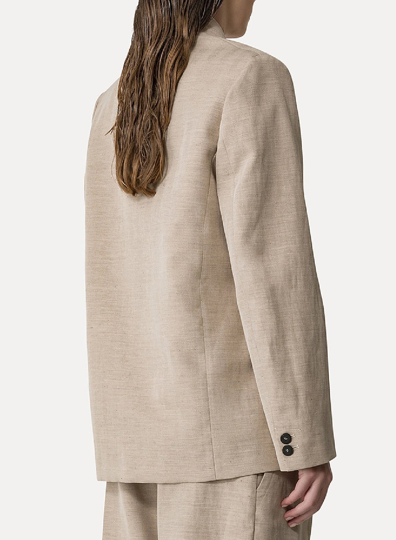 Veste sans col en lin mélangé - Dune