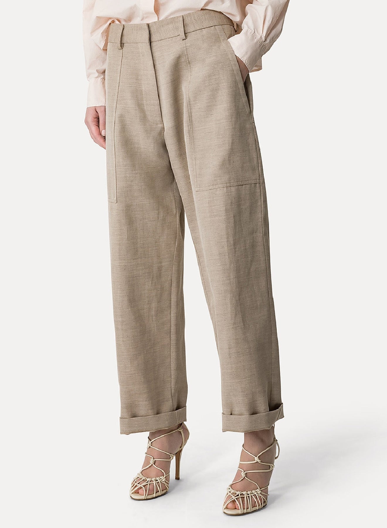 Pantalon cargo en lin mélangé - Dune