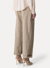 Pantalon cargo en lin mélangé - Dune