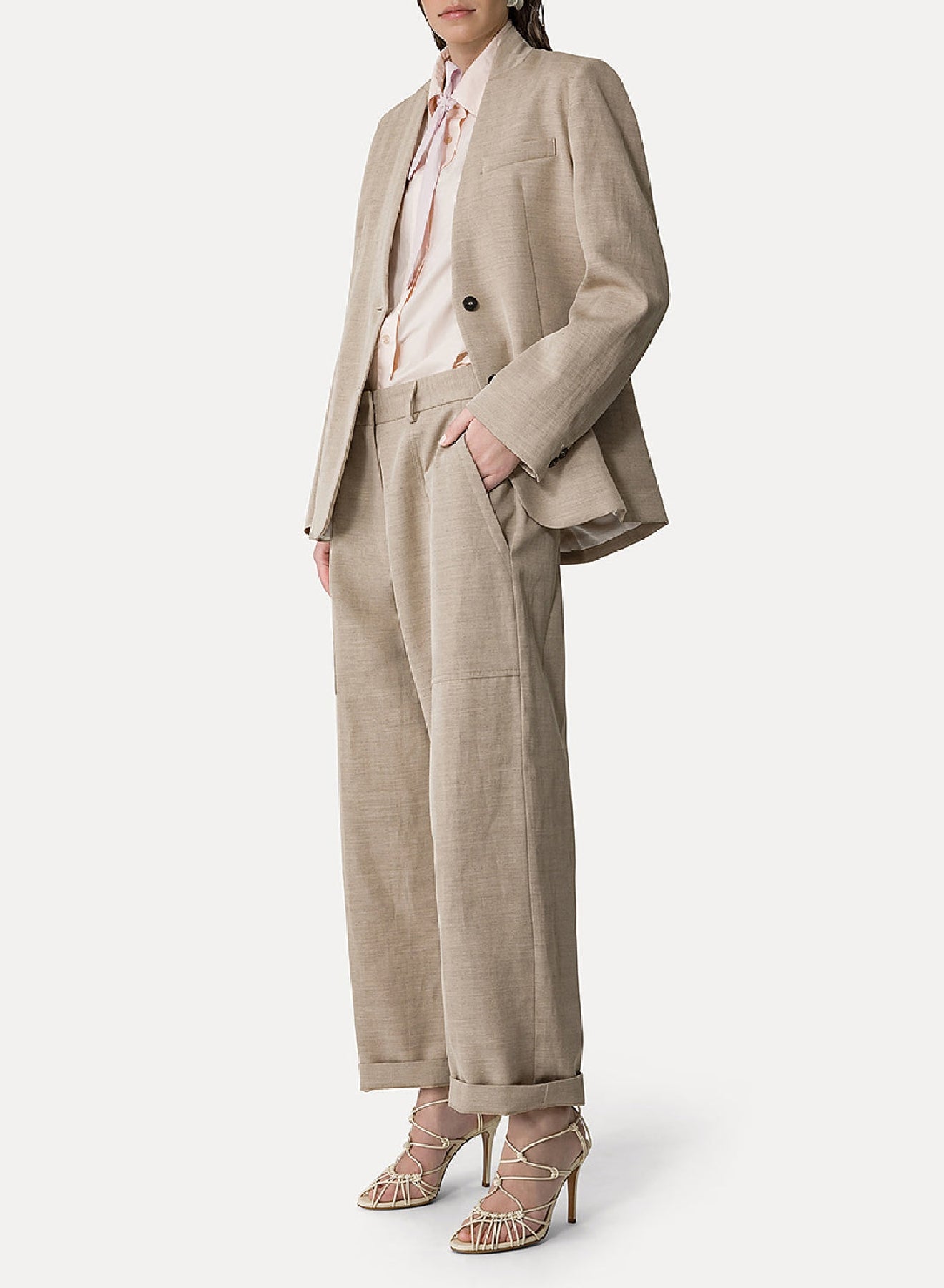 Pantalon cargo en lin mélangé - Dune