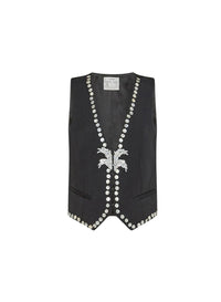 Gilet en laine mélangée brodé de perles - Abisso