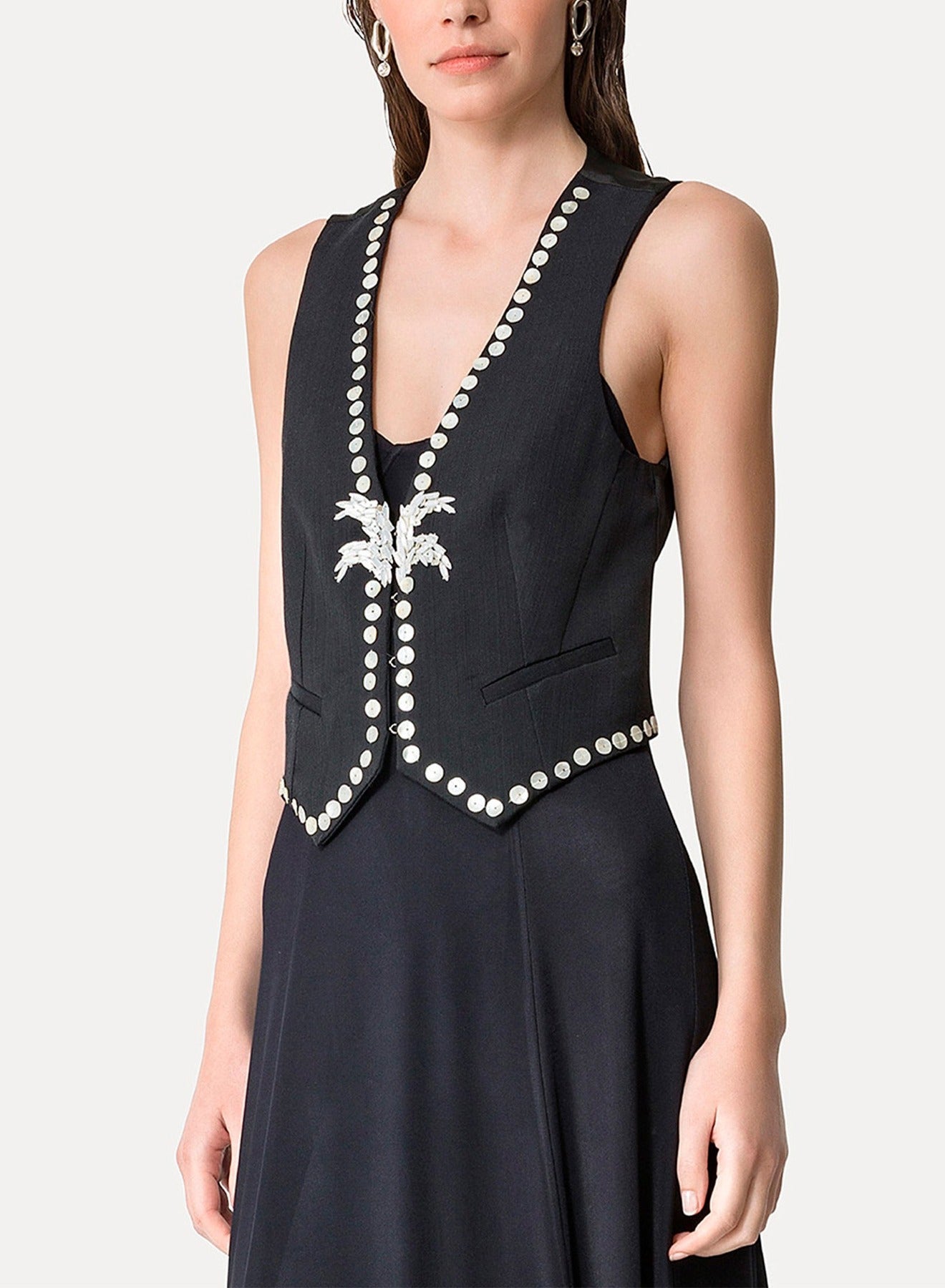 Gilet en laine brodé de perles - Abisso