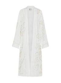Manteau long en taffetas brodé Pearl Suite - Bianco