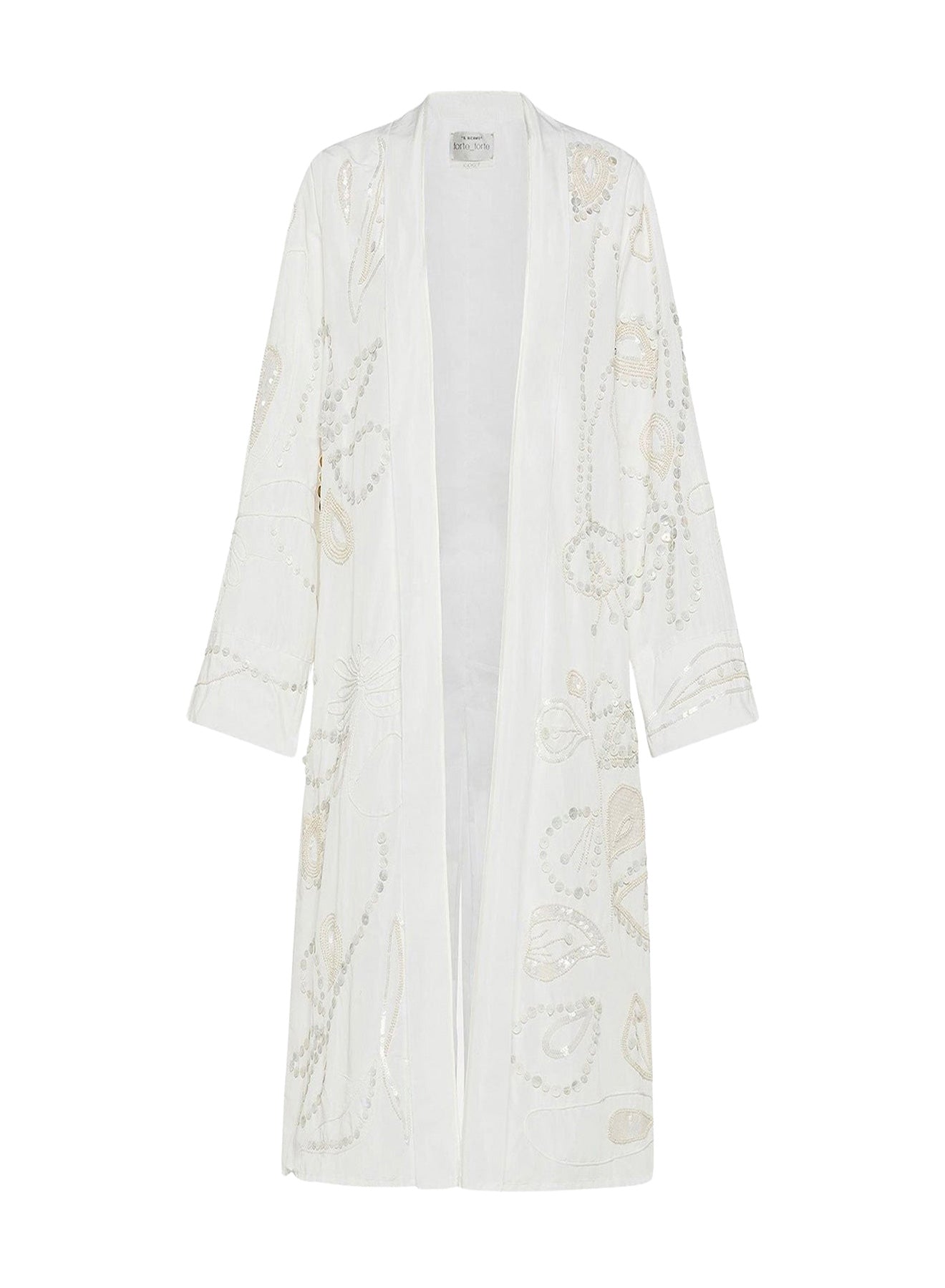 Manteau long en taffetas brodé Pearl Suite - Bianco