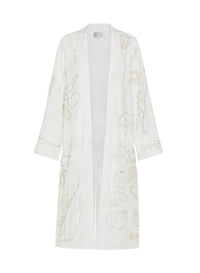 Manteau plumeau brodé "Pearl Suite" - Bianco