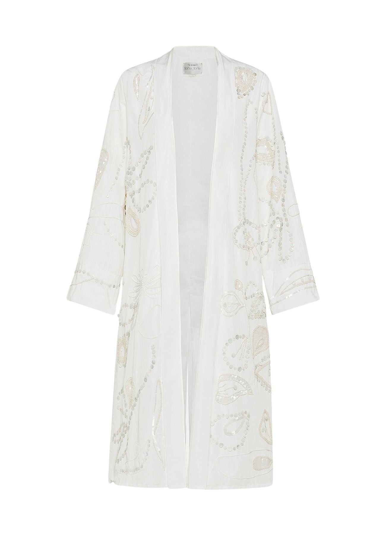 Manteau plumeau brodé "Pearl Suite" - Bianco