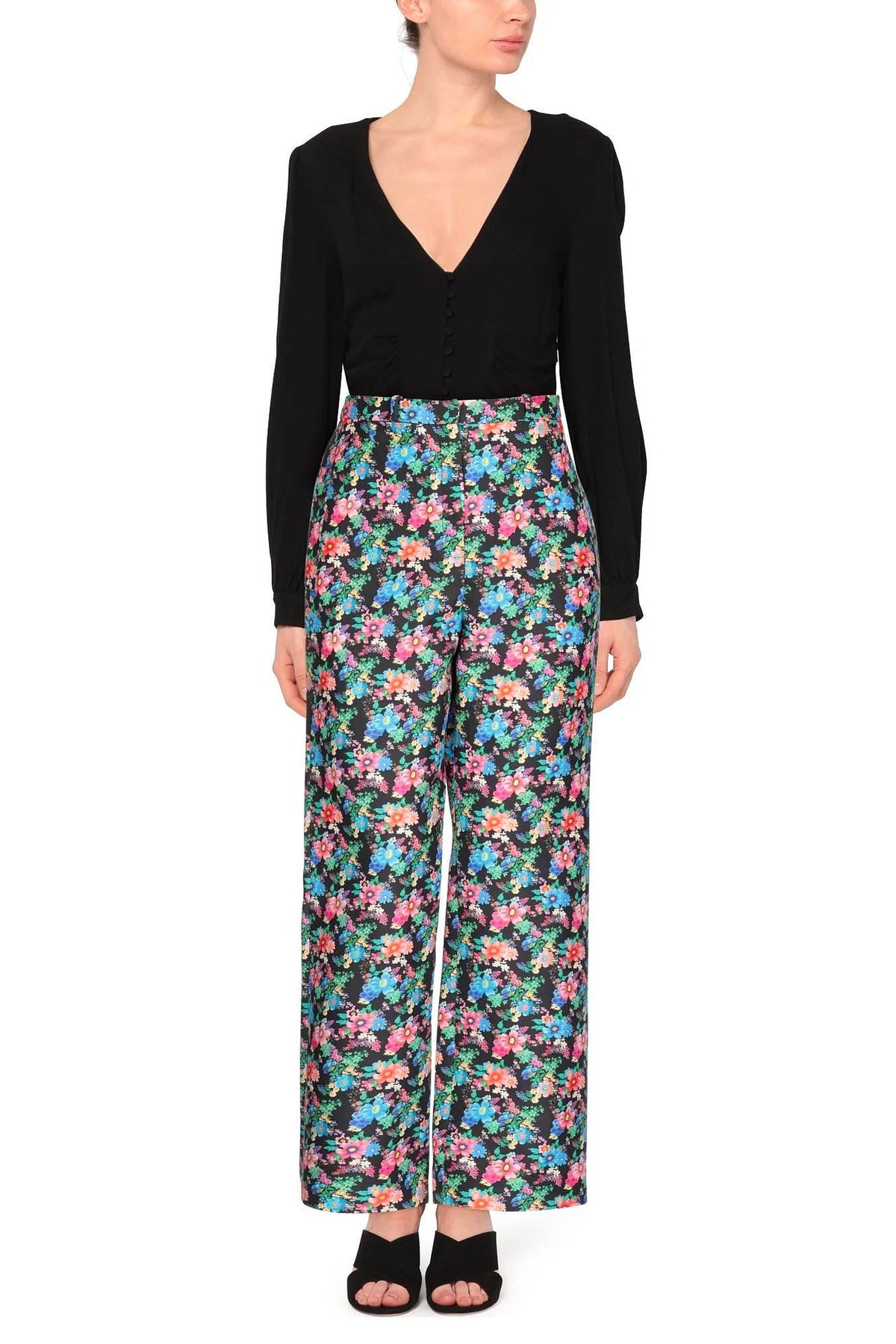 Pantalon à imprimé fleurs - Black Wild Garden
