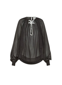 Chemise bohème en soie - Nero