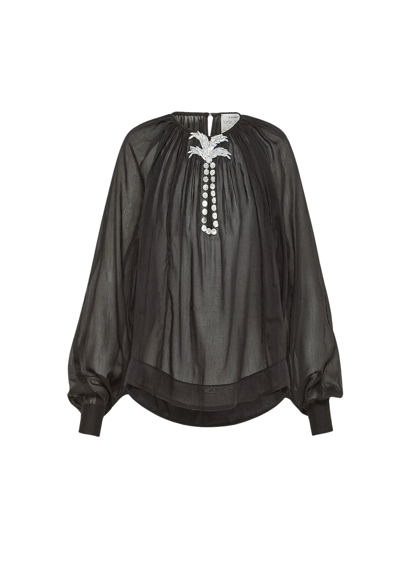 Chemise bohème en soie - Nero