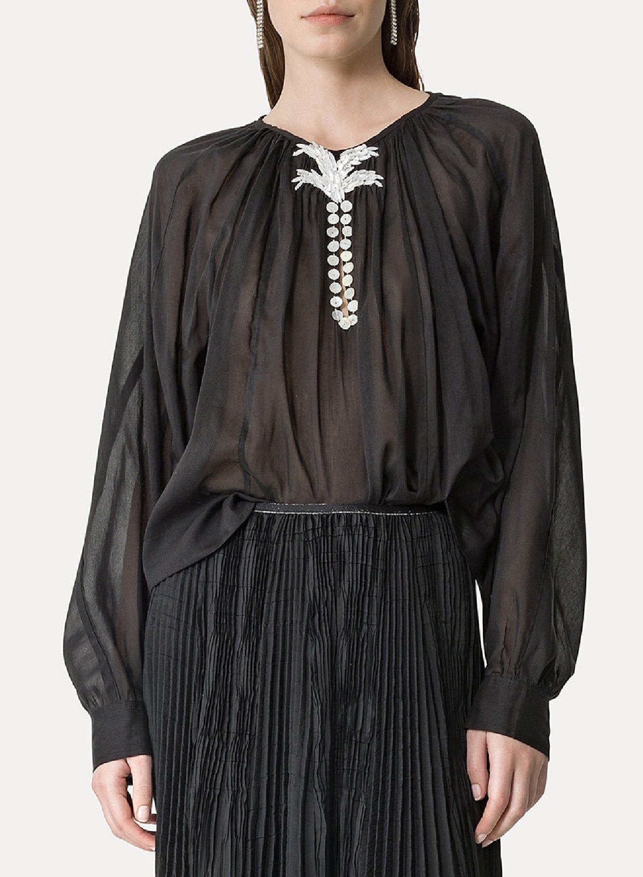 Chemise bohème en soie - Nero