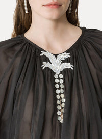 Chemise bohème en soie - Nero