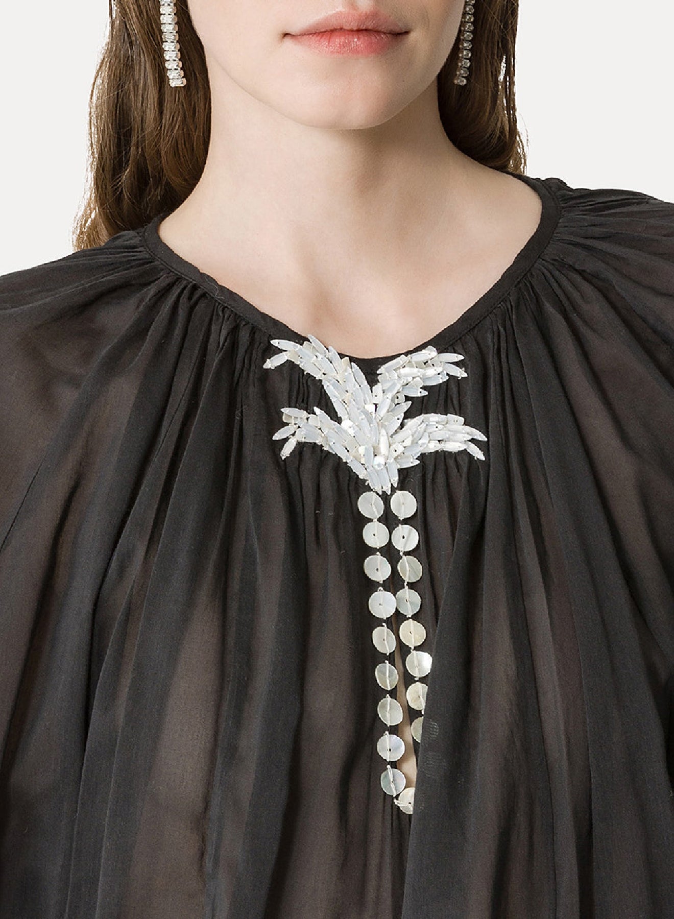 Chemise bohème en soie - Nero