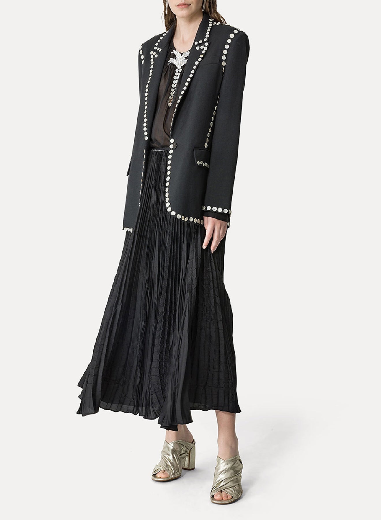 Chemise bohème en soie - Nero
