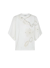 T-shirt en coton brodé Pearl Suite - Bianco