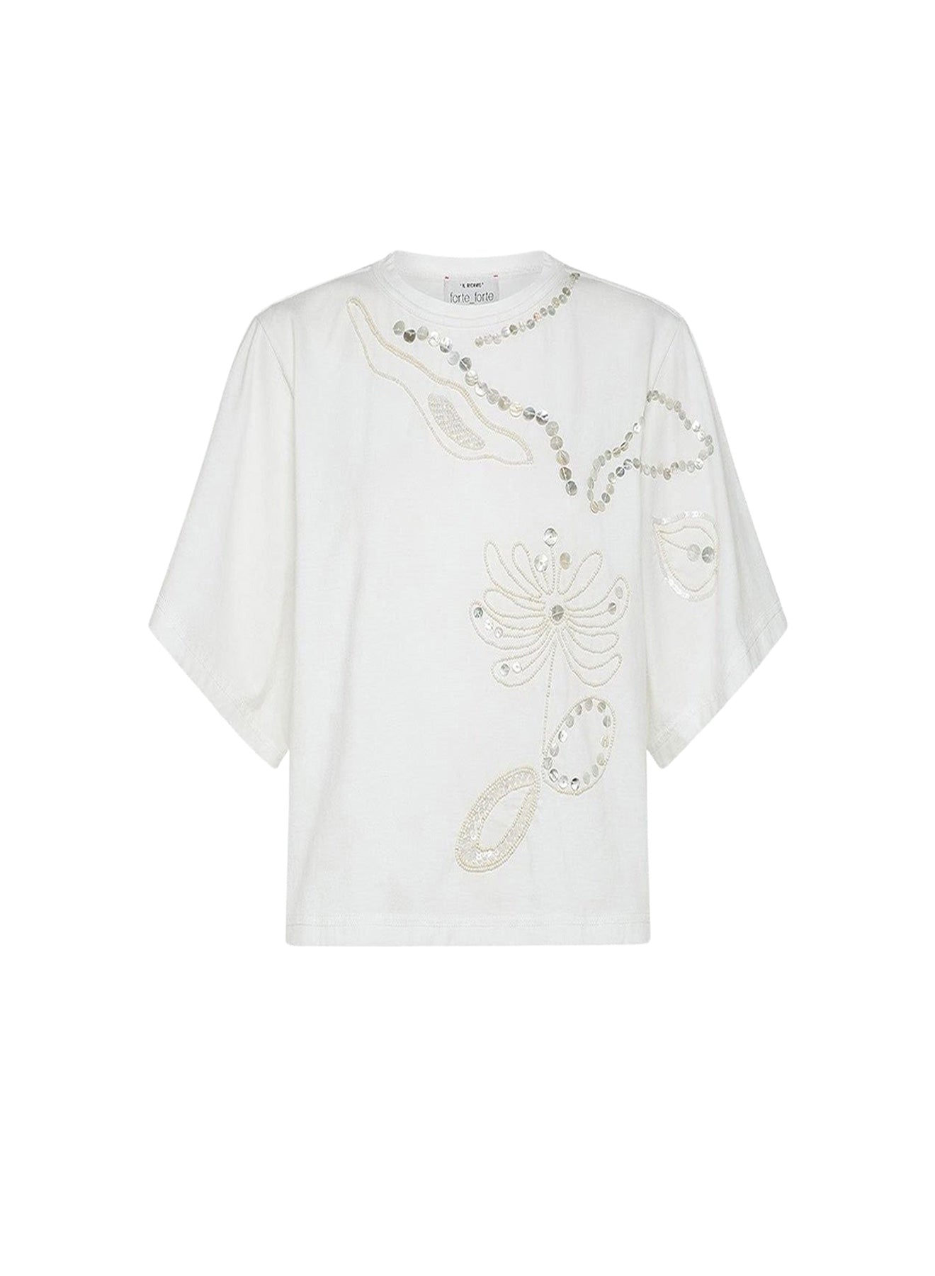 T-shirt en coton brodé Pearl Suite - Bianco