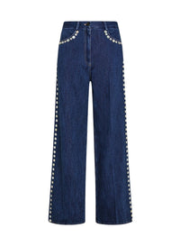Pantalon 5 poches à paillettes - Indigo