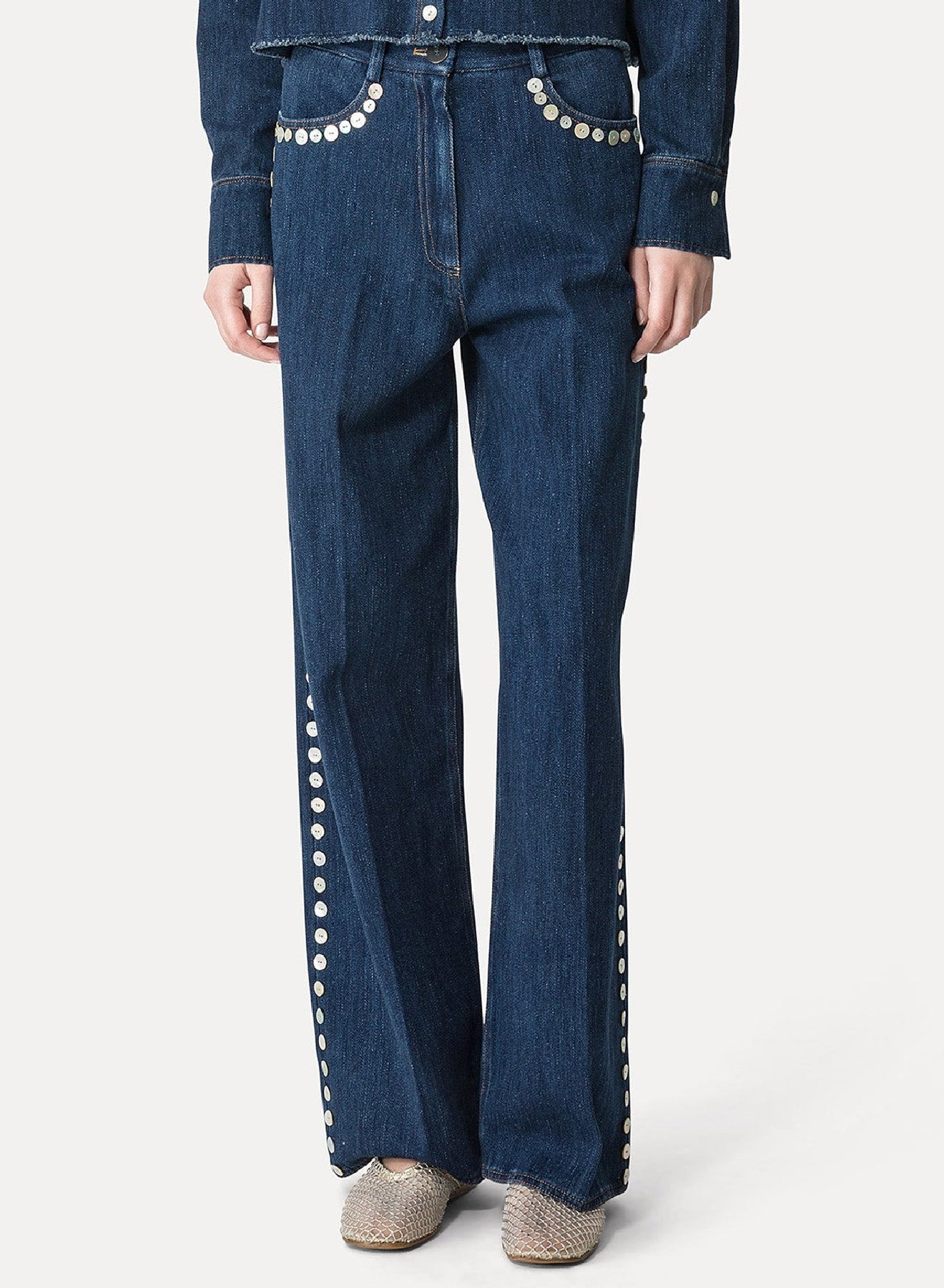 Pantalon 5 poches à paillettes - Indigo