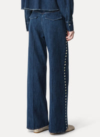 Pantalon 5 poches à paillettes - Indigo