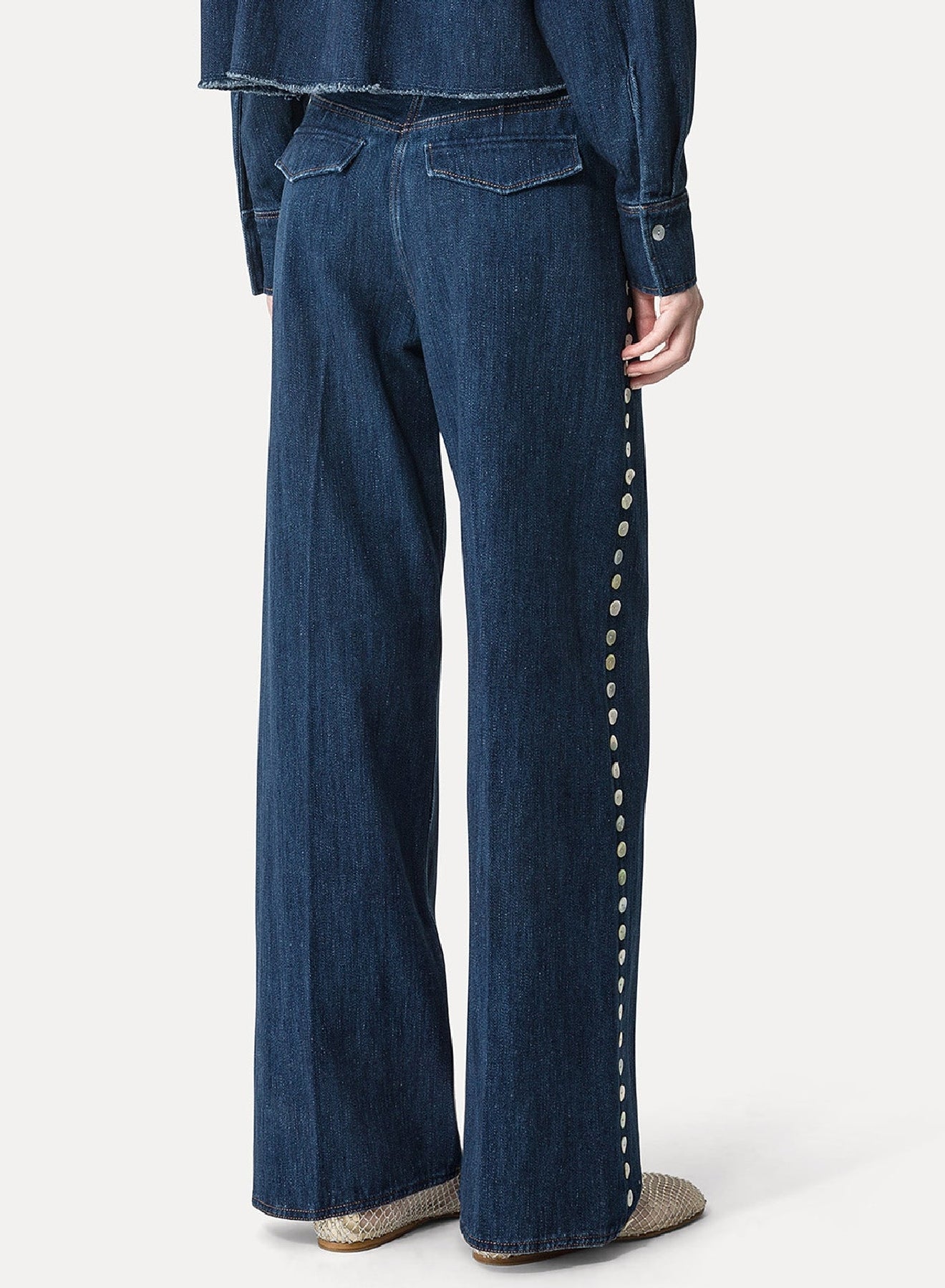 Pantalon 5 poches à paillettes - Indigo