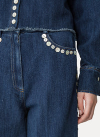 Pantalon 5 poches à paillettes - Indigo