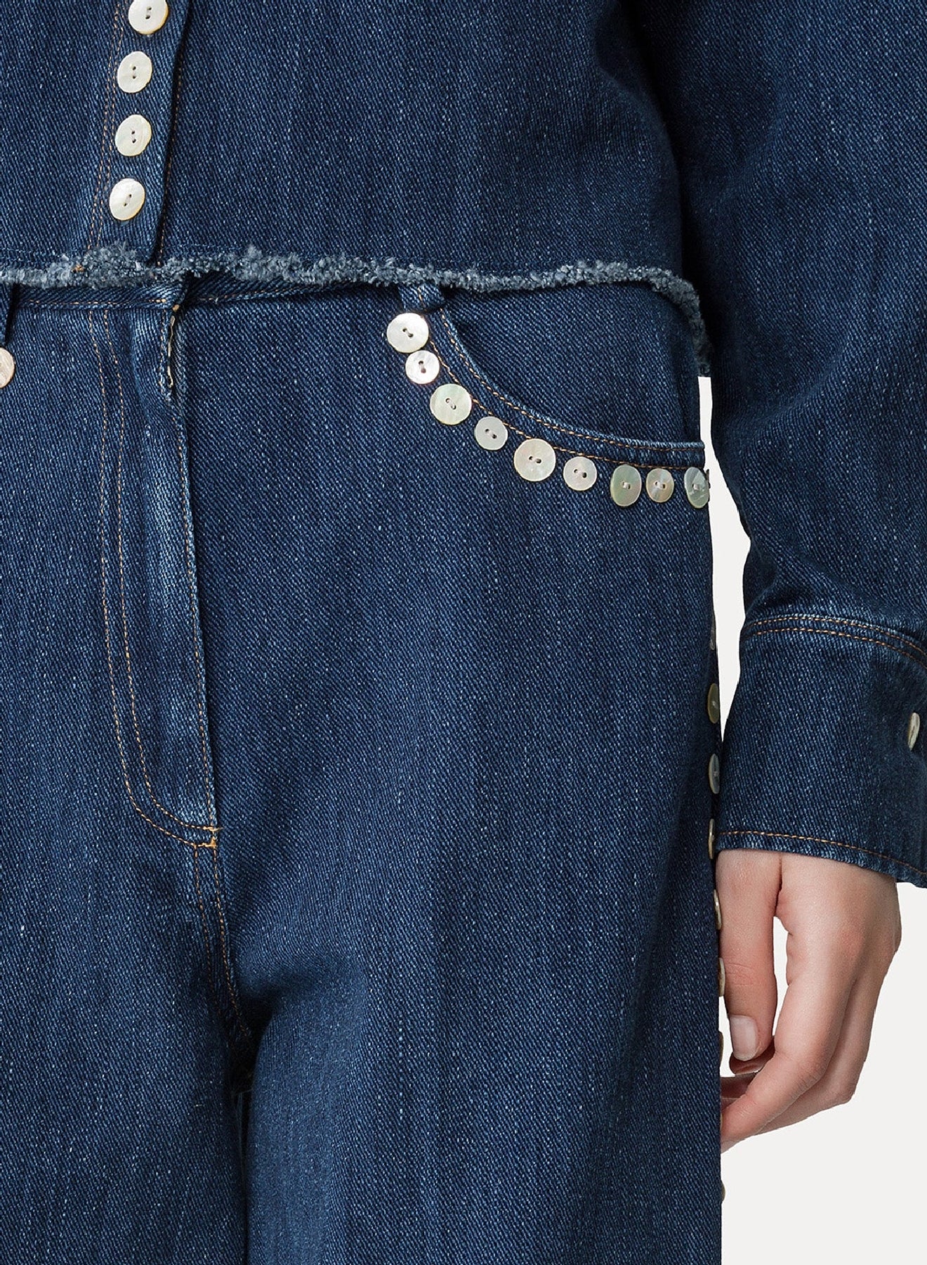 Pantalon 5 poches à paillettes - Indigo