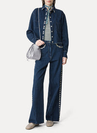 Pantalon 5 poches à paillettes - Indigo