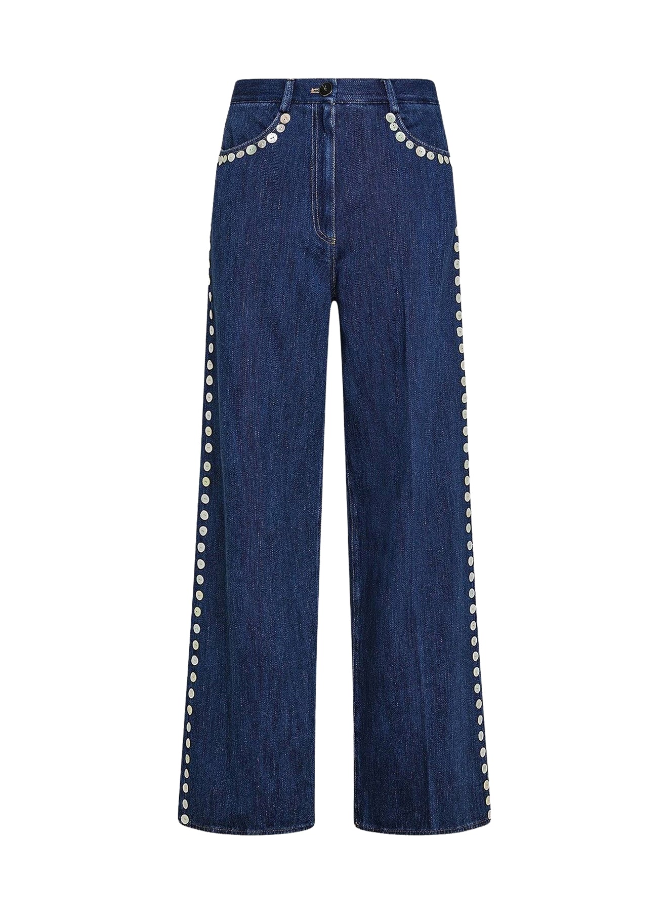 Pantalon 5 poches en denim Cavalry brodé - Indigo