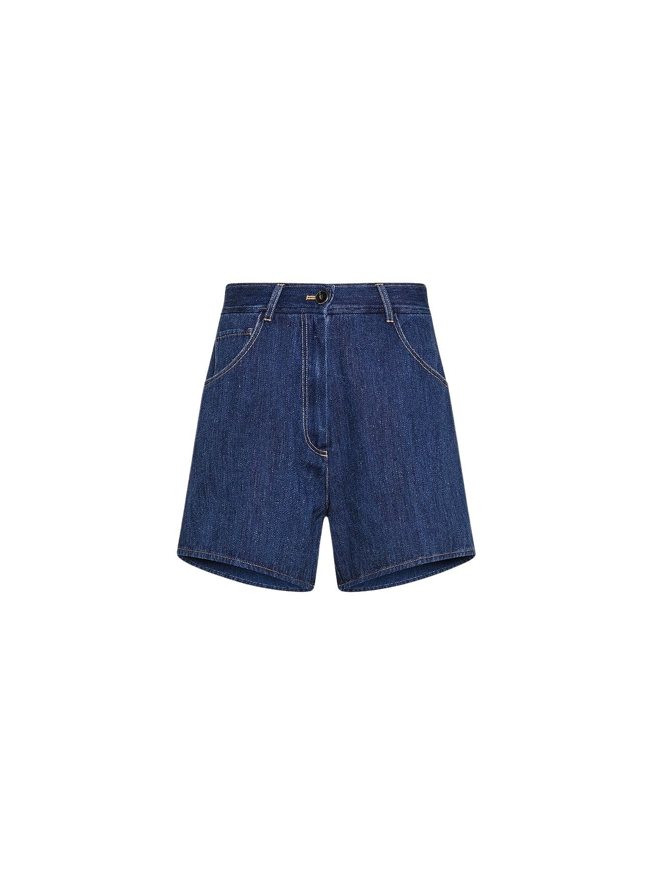 Short en denim de coton Cavalry - Indigo