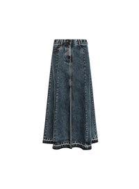 High-waisted denim skirt - Blue Black