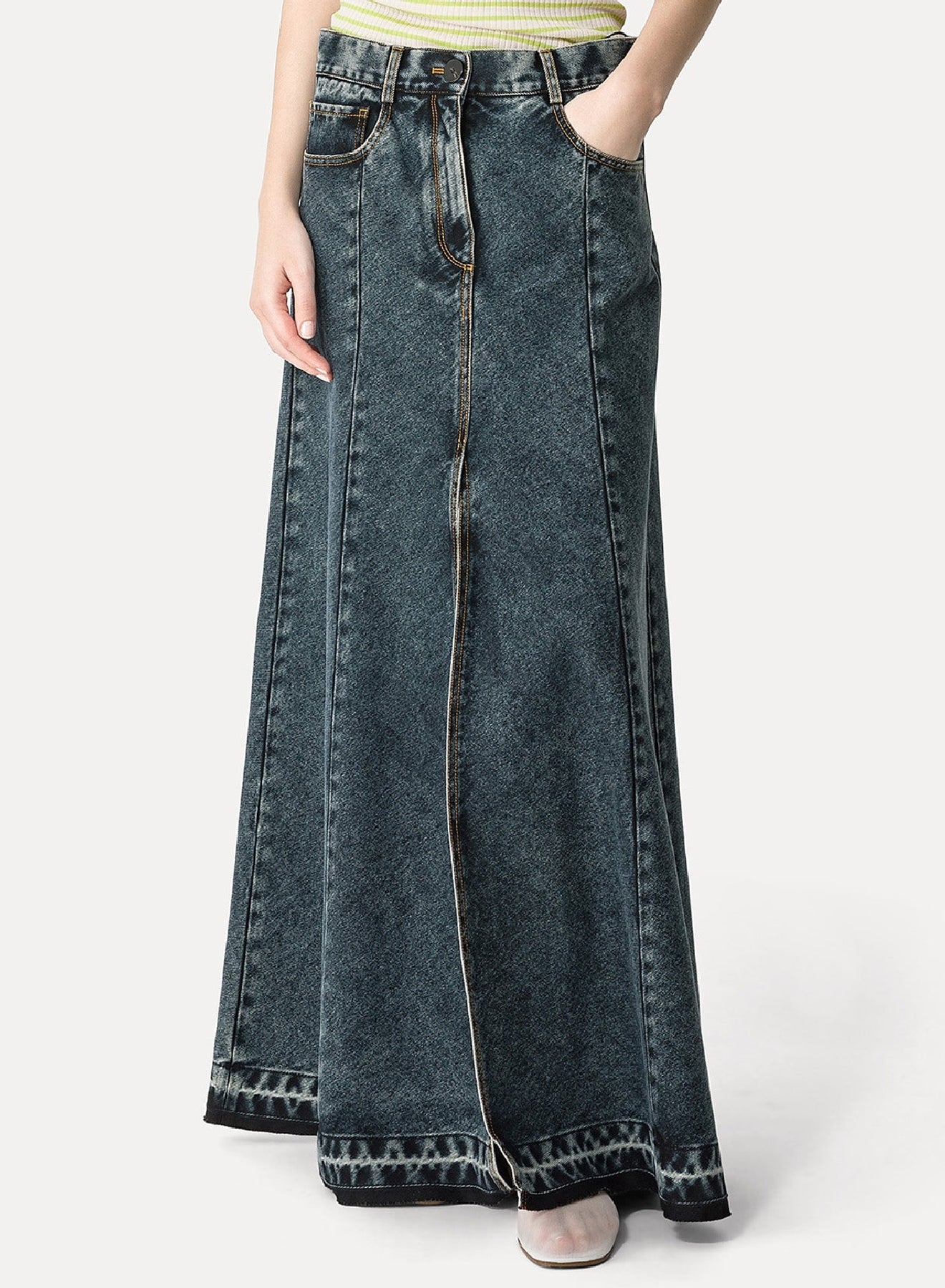 High-waisted denim skirt - Blue Black