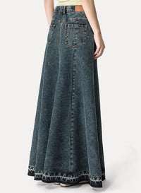 High-waisted denim skirt - Blue Black