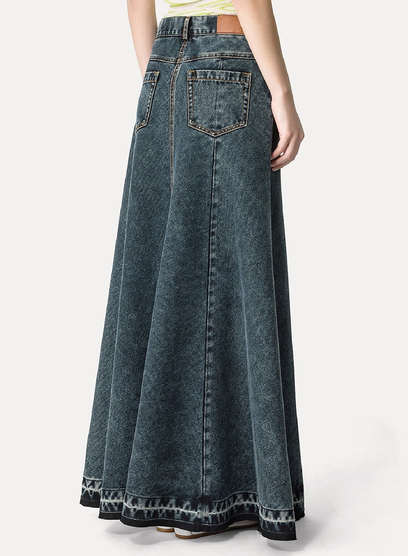 High-waisted denim skirt - Blue Black