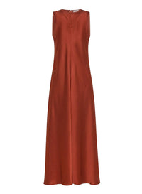 Robe ras de cou en satin - Terre
