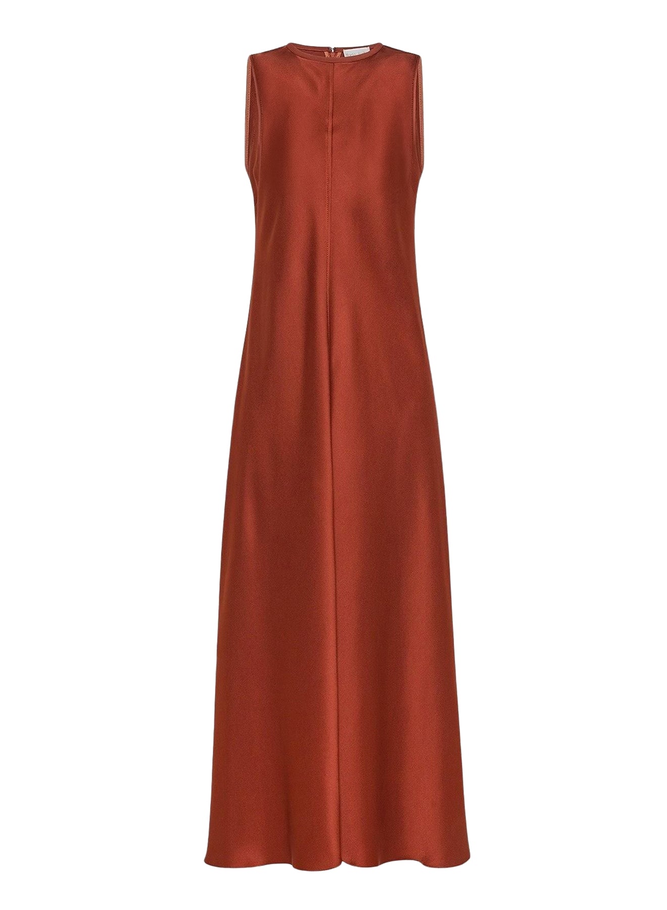 Robe ras de cou en satin - Terre