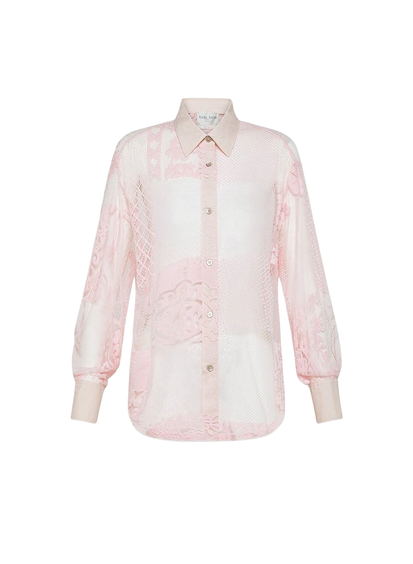 Oversized shirt with leather patchwork - Oyster