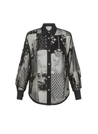 Chemise oversize avec patchwork - Nero