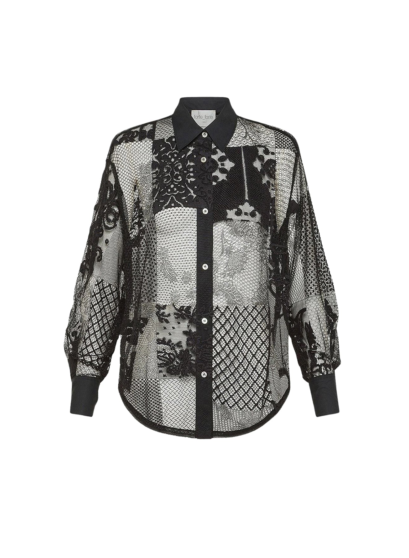 Chemise oversize avec patchwork - Nero
