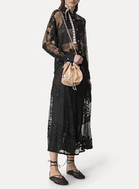 Oversized shirt with leather patchwork - Oyster
