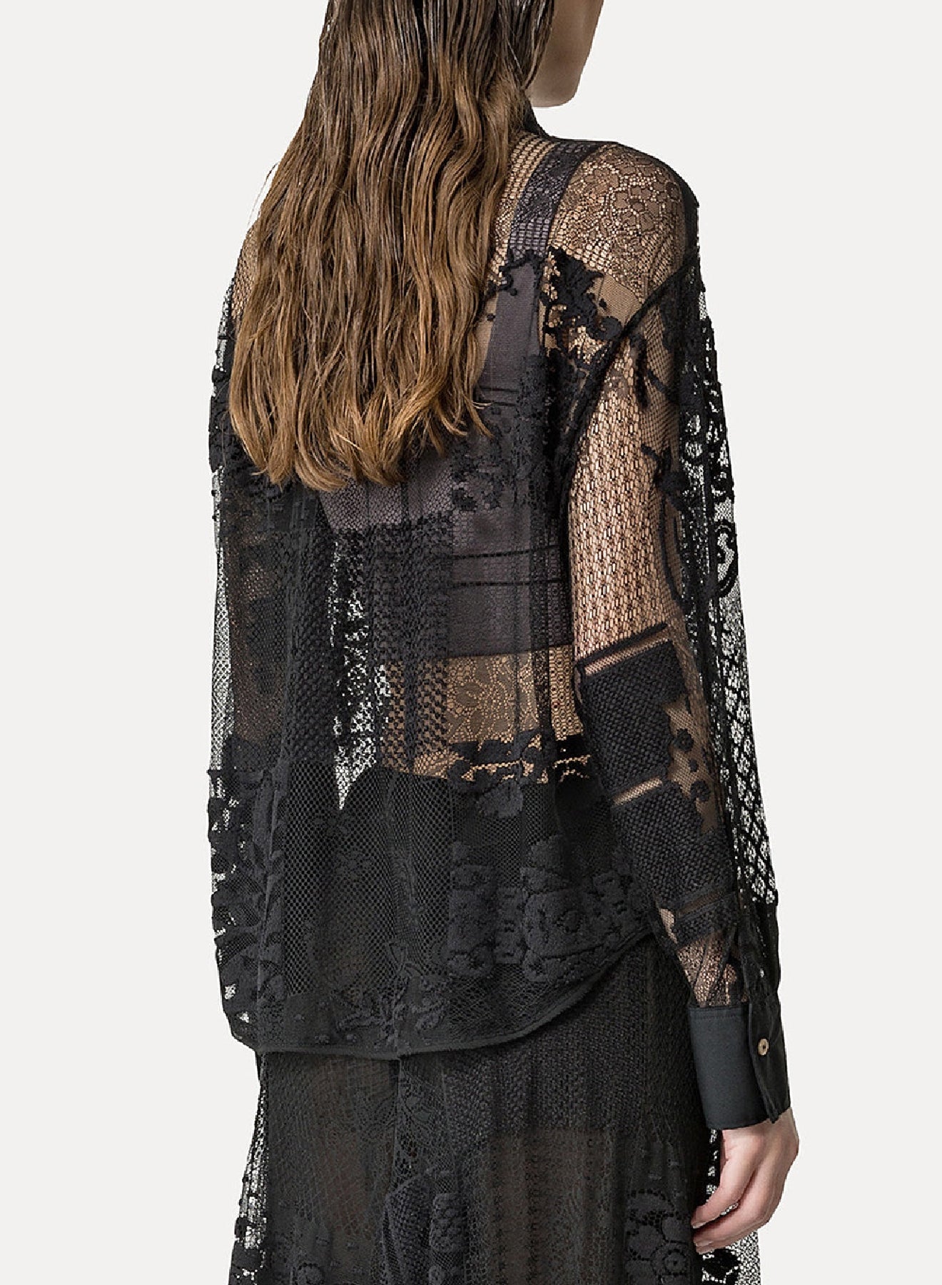 Chemise oversize avec patchwork - Nero