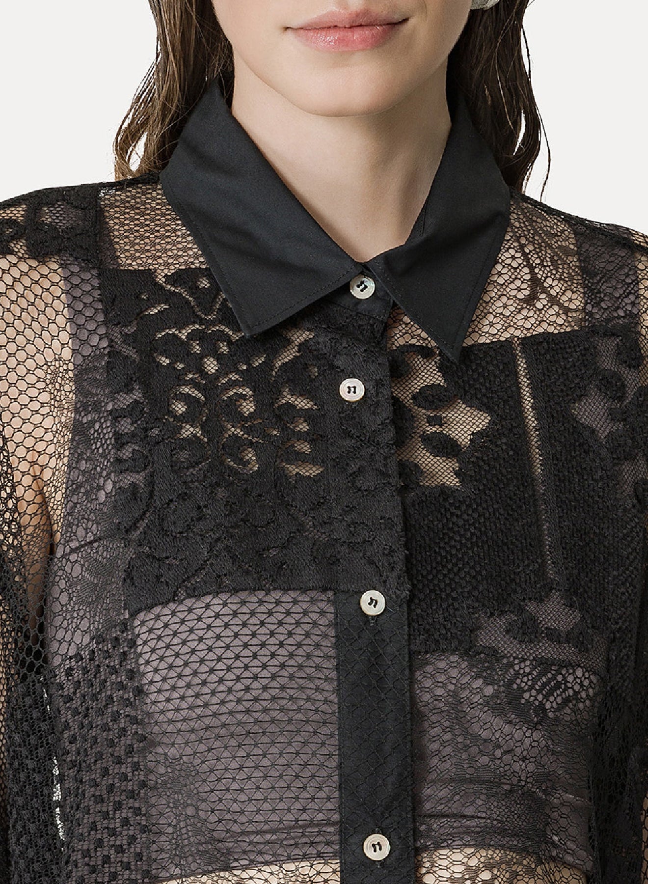 Chemise oversize avec patchwork - Nero