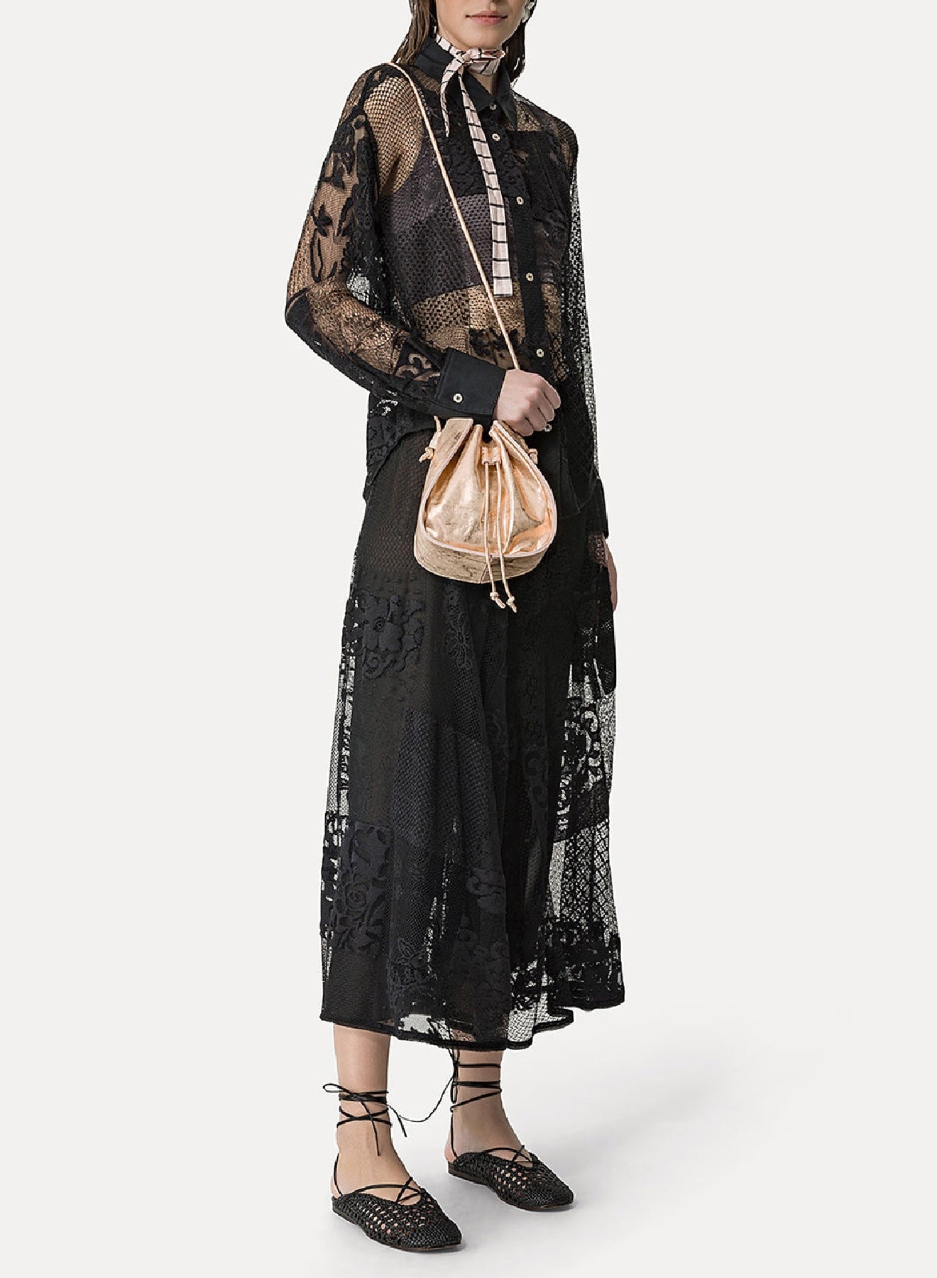 Chemise oversize avec patchwork - Nero
