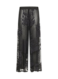 Trousers with leather patchwork - Nero