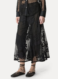 Trousers with leather patchwork - Nero