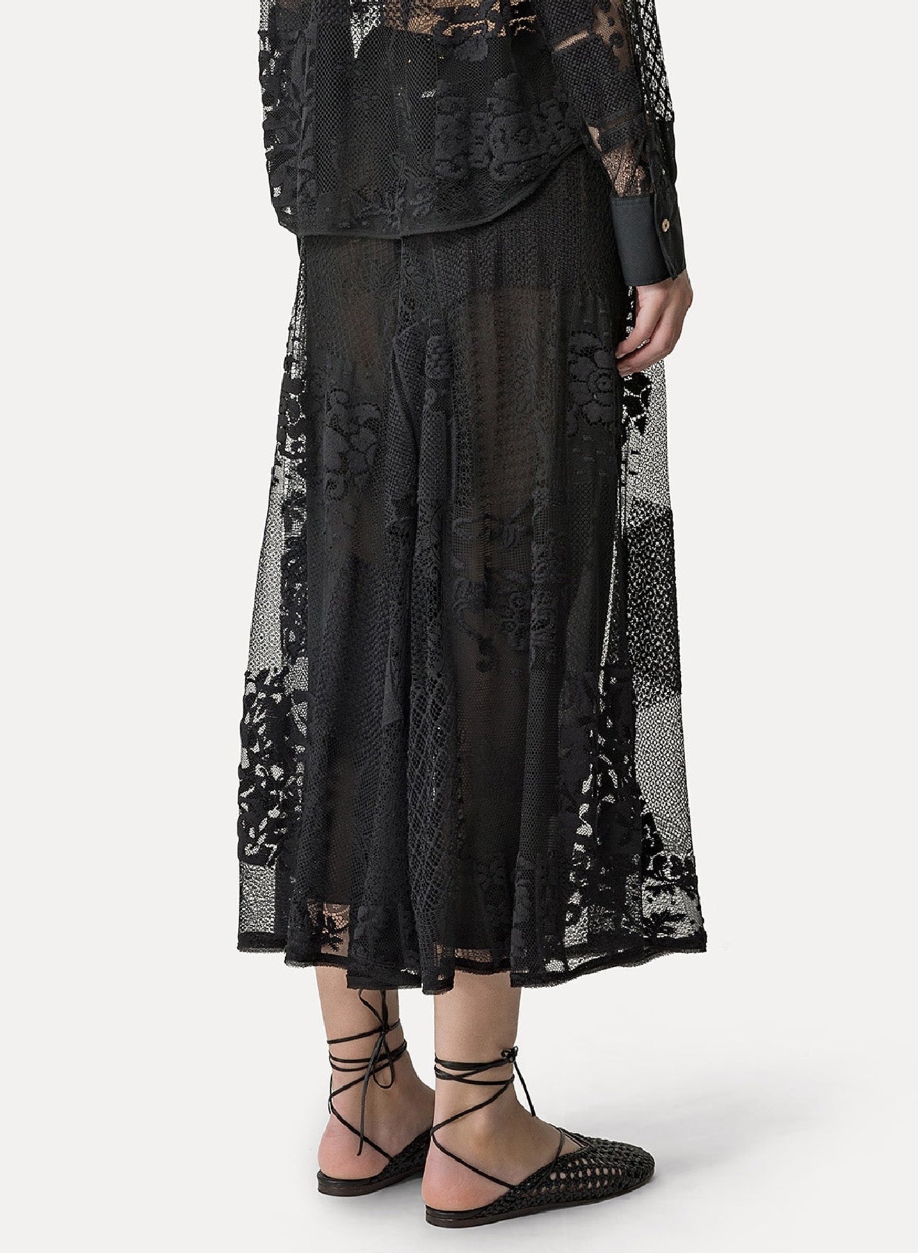 Trousers with leather patchwork - Nero