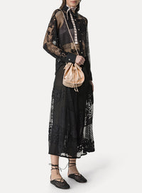 Trousers with leather patchwork - Nero