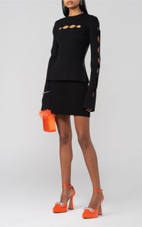 Wavy cut-out jumper - Black