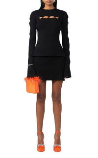 Wavy cut-out jumper - Black