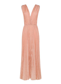Silk blend draped neck dress - Cipria